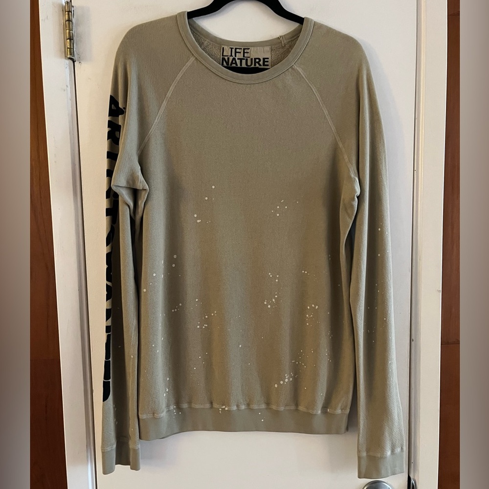 Free City Artists Wanted Tan Bleached Sweatshirt Hockney Strike Raglan - Picture 2 of 5